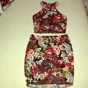 2 piece floral skirt set